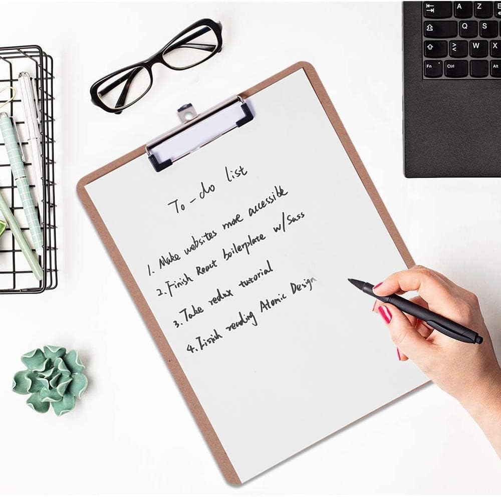 Clipboards Bulk, EZZGOL 36 Pack Letter Size Wood Clipboards, Low Profile Clip, Recycled Hardboard Clipboard with Hang for School Classroom Home