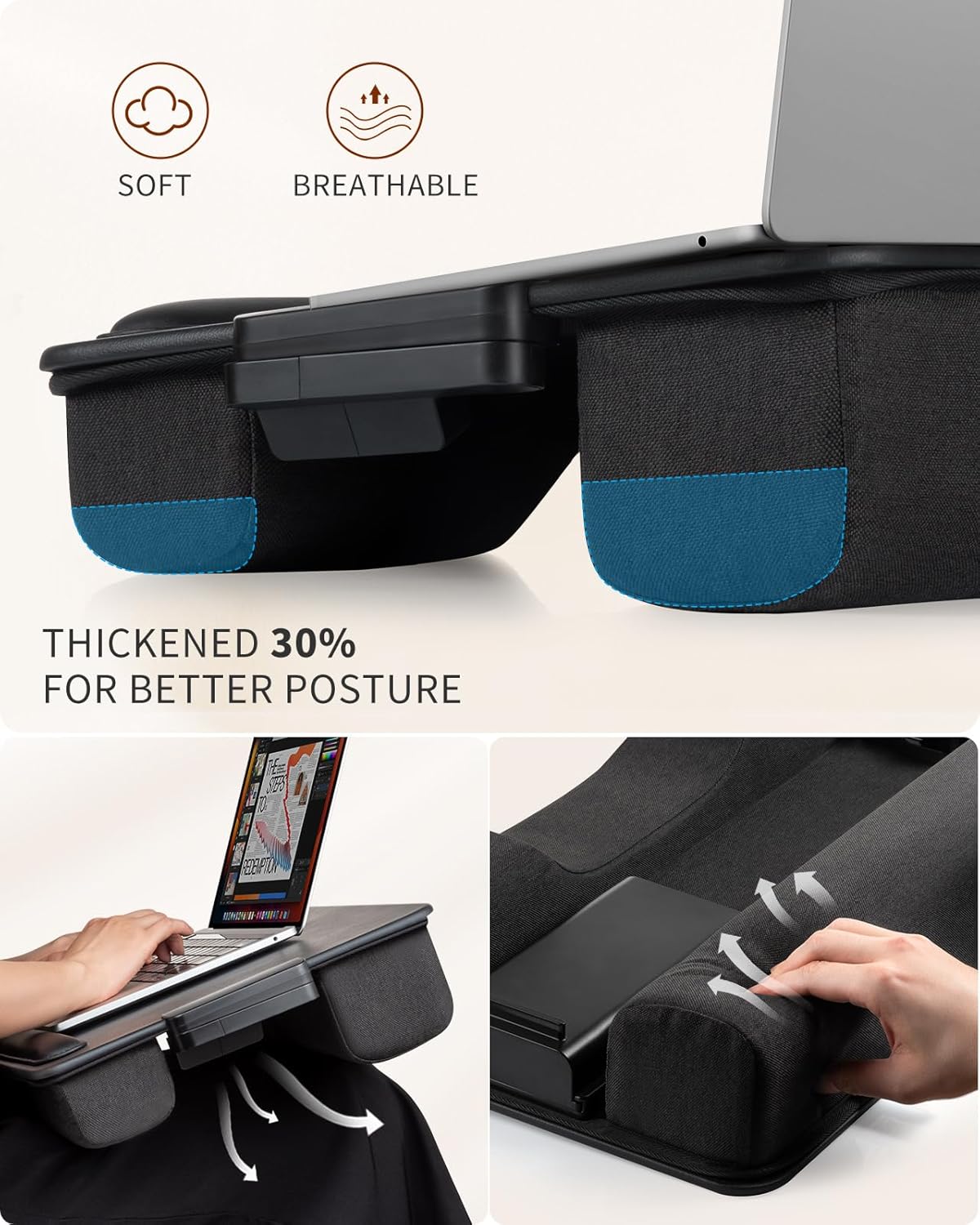 SAIJI Laptop Lap Desk, Portable Laptop Desk for Bed - Fits Up to 17" Laptops & MacBook,Lightweight Lap Tray Table with Storage Drawer, Lap Desk with Cushion, Lap Stand for Bed & Couch