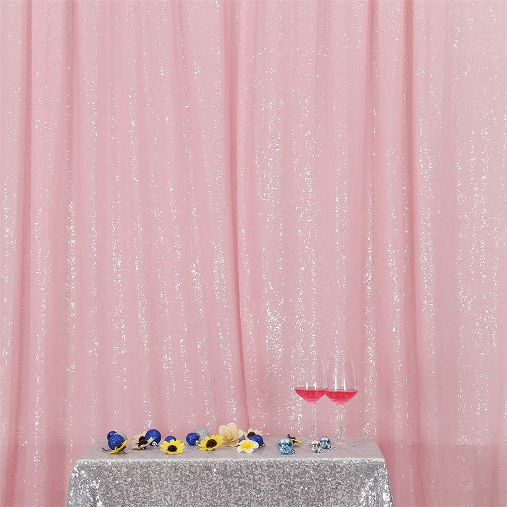 Eternal Beauty Pink Sequin Backdrop, 5x7 Ft Glitter Background Curtains for Shimmer Photography Party Wedding Birthday Back Drop Decor