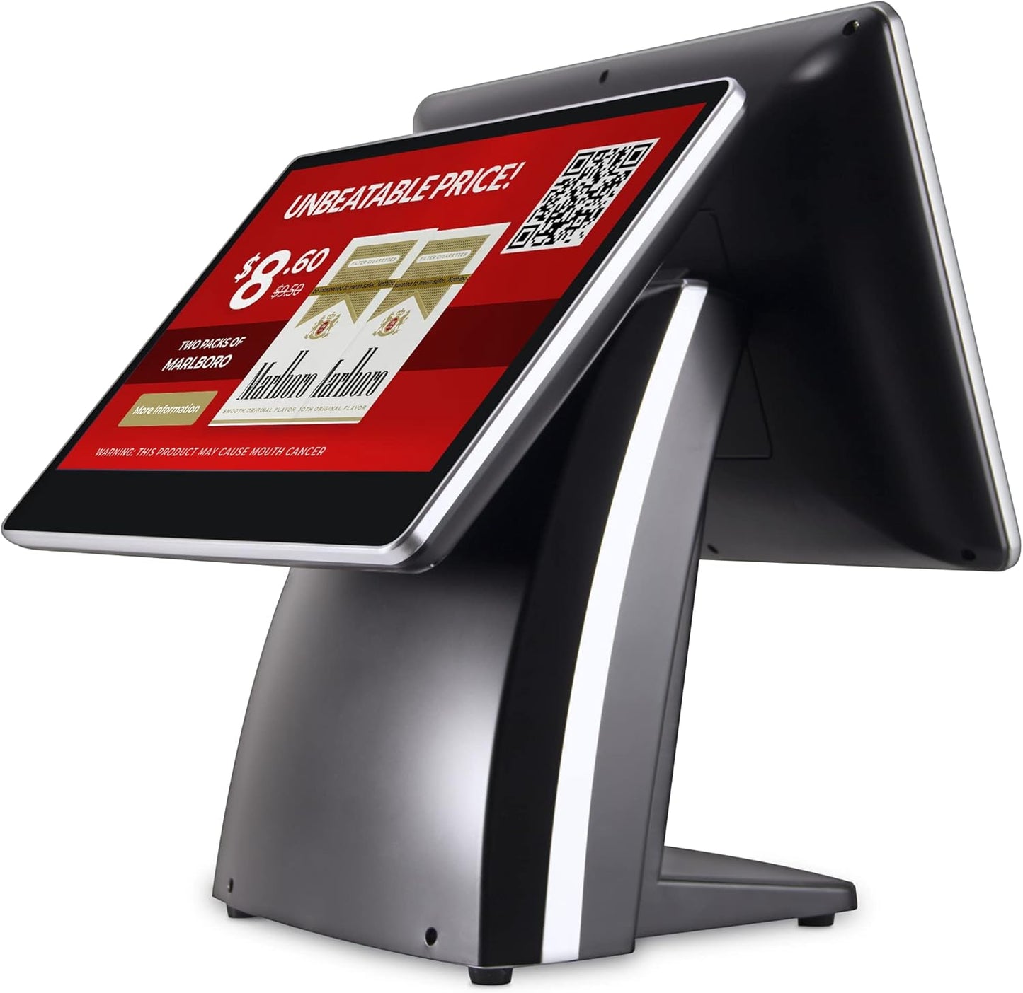 All-in-One SmartPOS-129 Professional Cash Register for Small Business, POS Bundle Includes: Cashier Touch Screen Monitor, Customer-Facing Display, Cash Drawer, Scanner, Printer