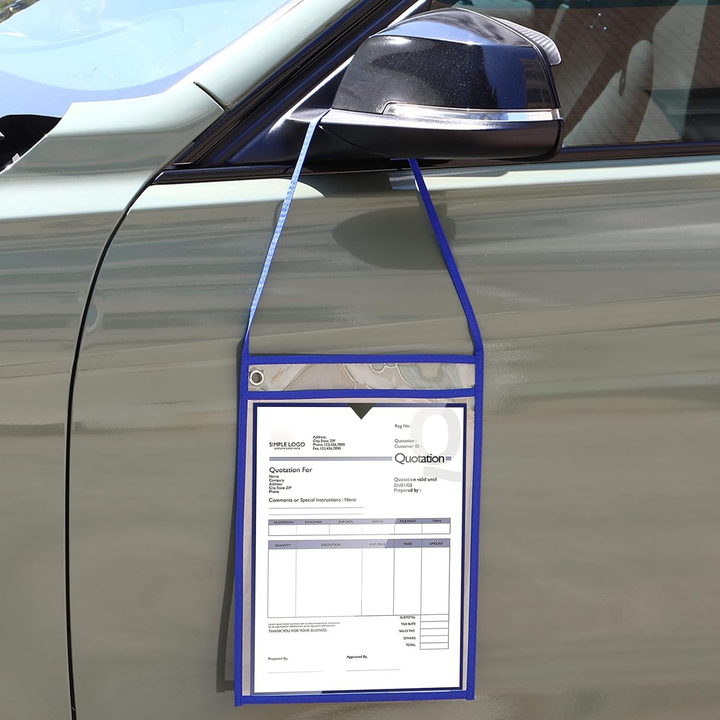 Epakh 30 Pack Office Products Shop Ticket Holders with Hanging Strap 9 x 12 Inches, Dry Erase Pockets, Job Ticket Holders, Both Sides Clear, Welcome to Work Order(Blue)