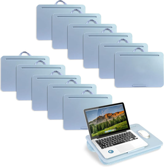 LAPGEAR Original Lap Desk – Large (17.9” x 13”) | Fits Up to 17.3” Laptops | Cushioned with Device Ledge, Pencil Tray & Handle | Portable & Lightweight | 12-Pack | Sky Blue – Style No. 45003