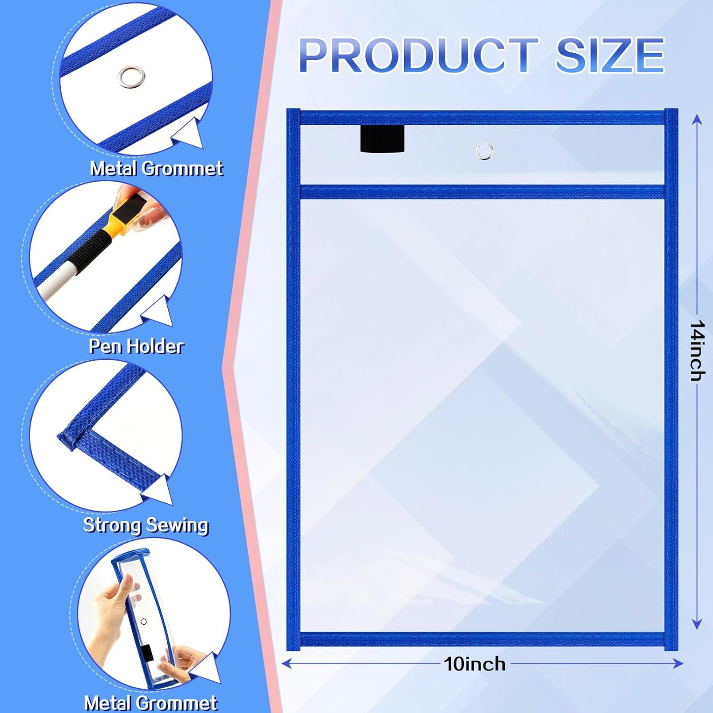 Seajan 120 Pcs Clear Dry Erase Pockets Plastic Sleeves for Paper 14 x 10 Inch Reusable Document Holder Shop Ticket Holders Dry Erase Pocket Organizer Teacher Supplies for Classroom (Vibrant Color)