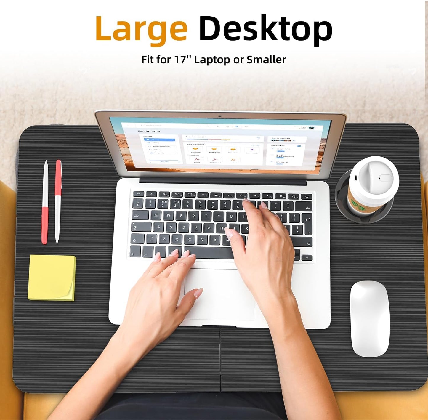 BUYIFY Portable Foldable Laptop Desk for Bed and Couch, Adjustable Lap Desk with Cup Holder and Phone Holder, Ideal for Working, Reading, Writing, and Breakfast (Black)