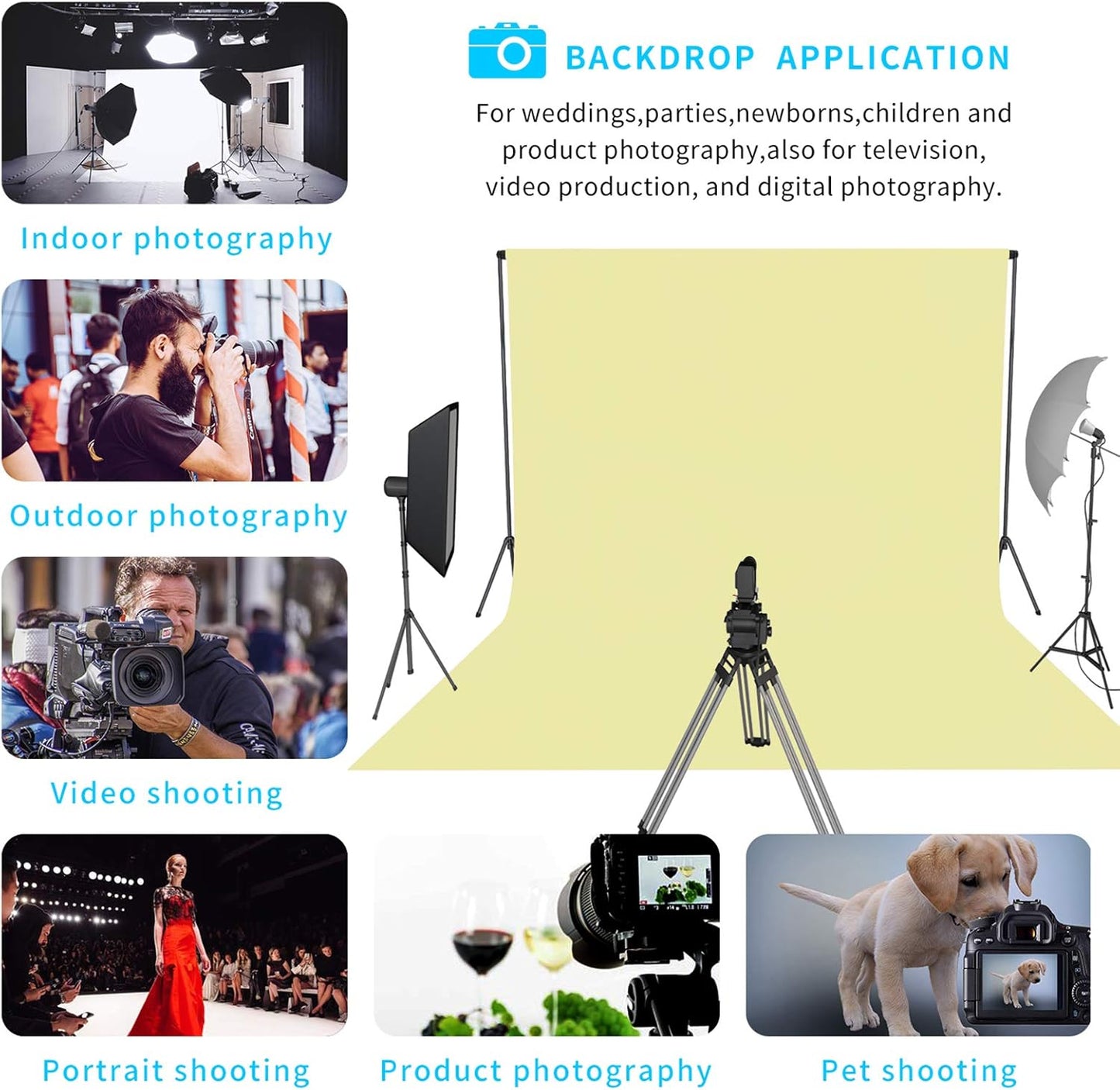 ISSUNTEX 5X7 ft/1.5X2.1 Meters Beige Background Photo Backdrop, Photo Studio, Collapsible High Density Screen for Video Photography and Television