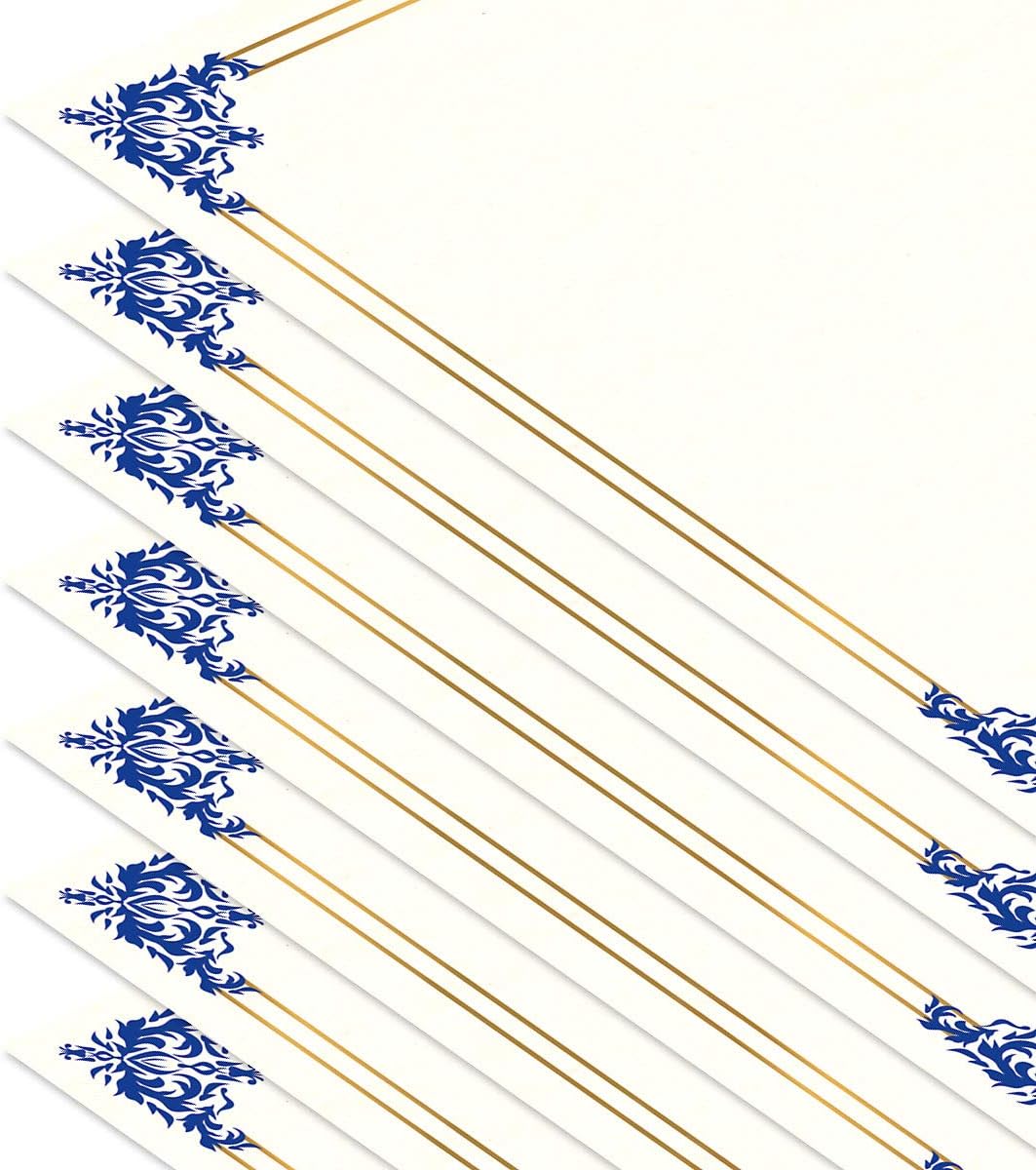 Empire Blue, Gold & White Parchment Certificate Papers - Pack of 100, Laser & Inkjet Printer Compatible, for Office, Business Awards, Graduation, School Diplomas, 8-1/2" x 11" on 60 lb. Text Stock