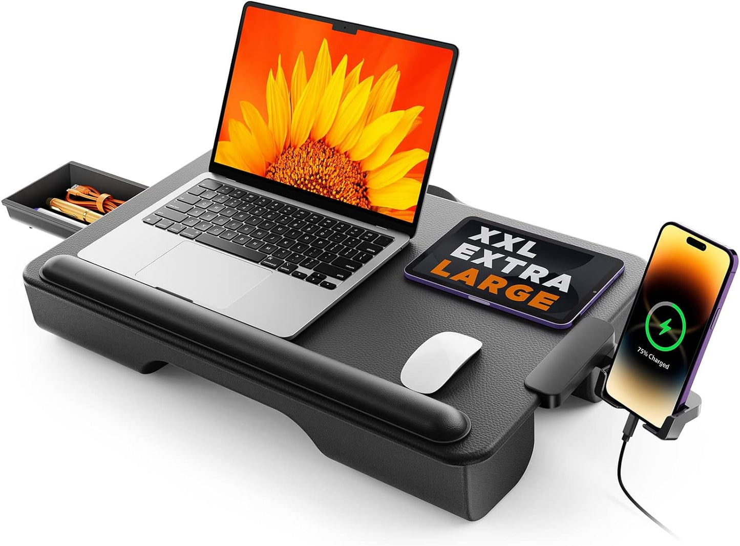 SAIJI Laptop Lap Desk, Portable Laptop Desk for Bed - Fits Up to 17" Laptops & MacBook,Lightweight Lap Tray Table with Storage Drawer, Lap Desk with Cushion, Lap Stand for Bed & Couch