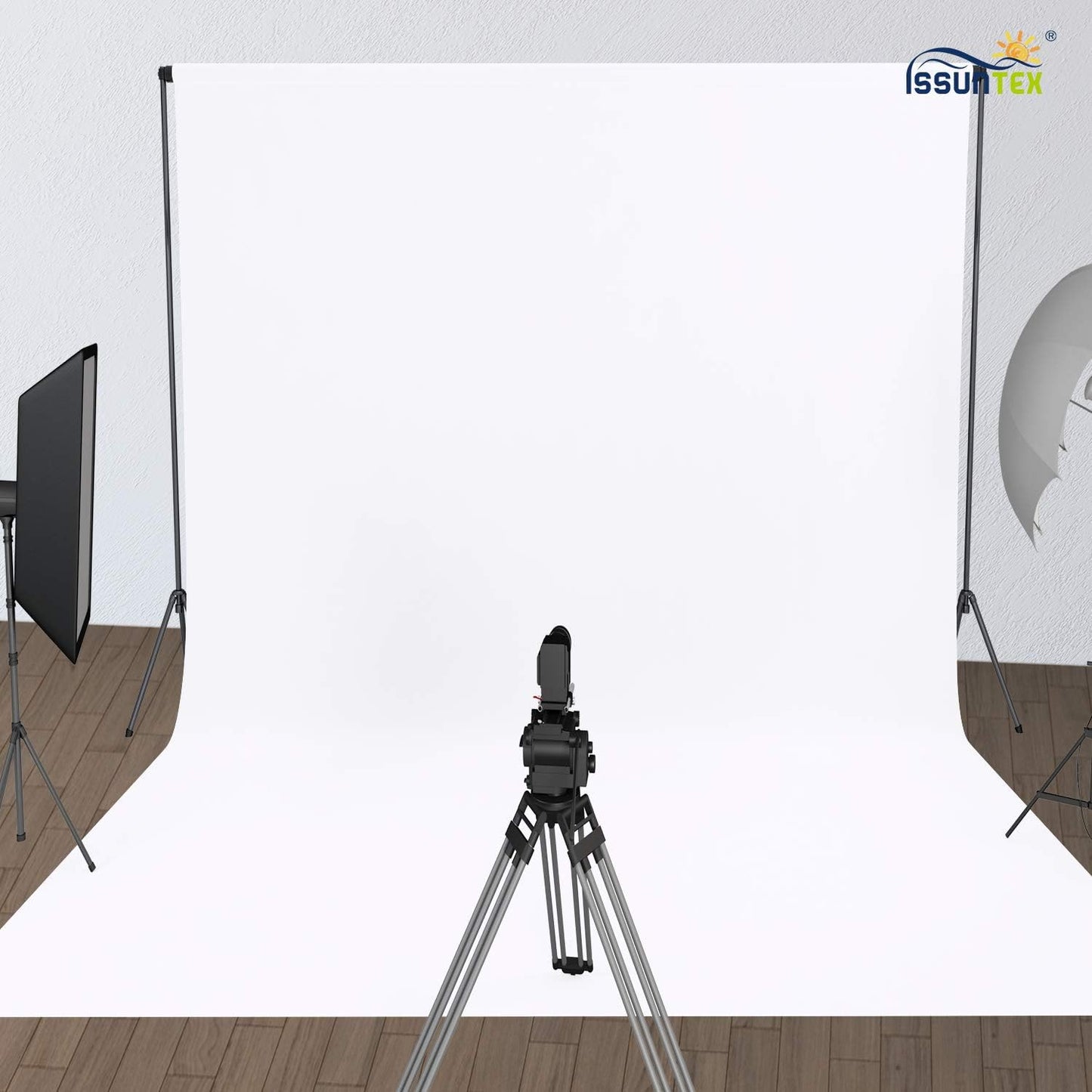 ISSUNTEX 5X7 ft Background Muslin Backdrop, Photo Studio, Collapsible High Density Screen for Video Photography and Television-White