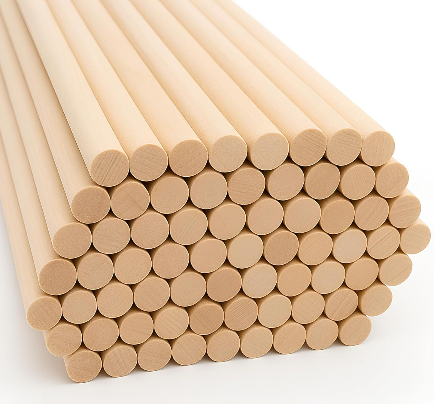ALBO Wooden Dowel Rods 100 PCS 1/4" x 12" Inch Round Wood Sticks for Crafts, DIY Projects and Macrame Hardwood Assorted Bouquet Sticks Cake Dowels for Tiered Cakes