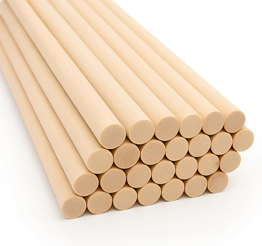 ALBO Wooden Dowel Rods 100 PCS 1/8" x 12" Inch Round Wood Sticks for Crafts, DIY Projects and Macrame Hardwood Assorted Bouquet Sticks Cake Dowels for Tiered Cakes