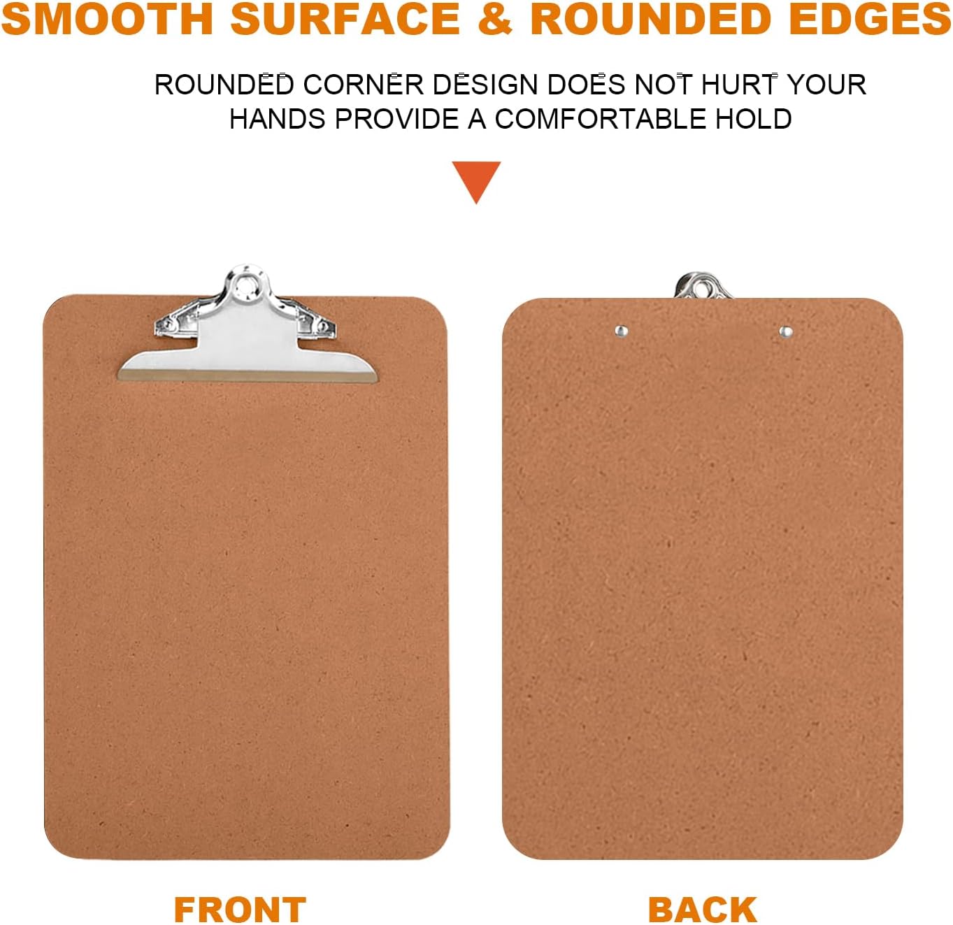 HERKKA 6 Pack Hardboard Office Clipboards - A4 Letter Size, ECO Friendly