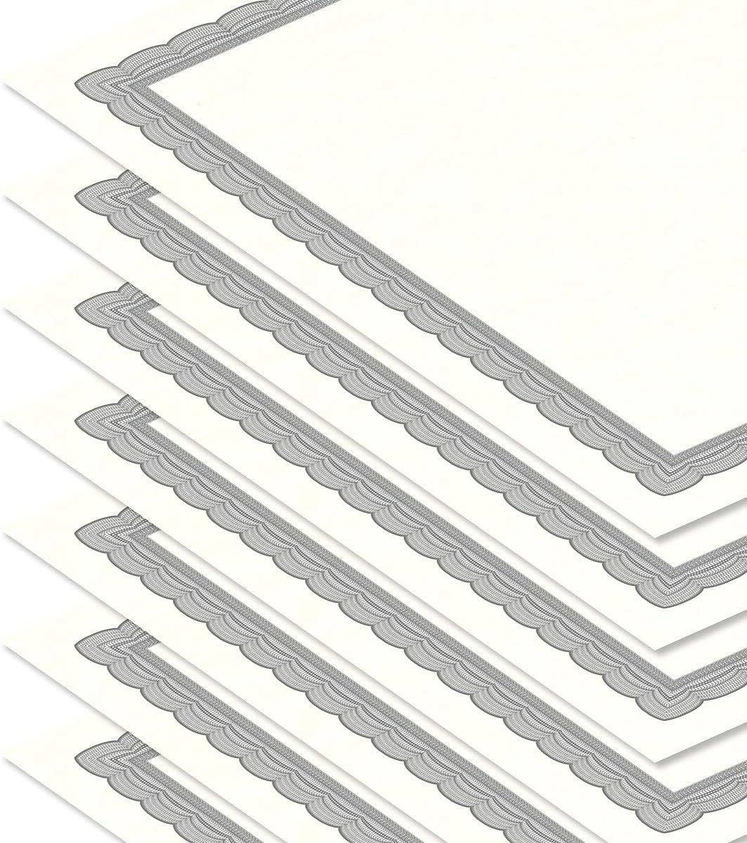 Executive Gray & White Parchment Certificate Papers - Pack of 25, Laser & Inkjet Printer Compatible, For Office, Business Awards, Graduation, School Diplomas, 8-1/2" x 11" on 60 lb. Text Stock