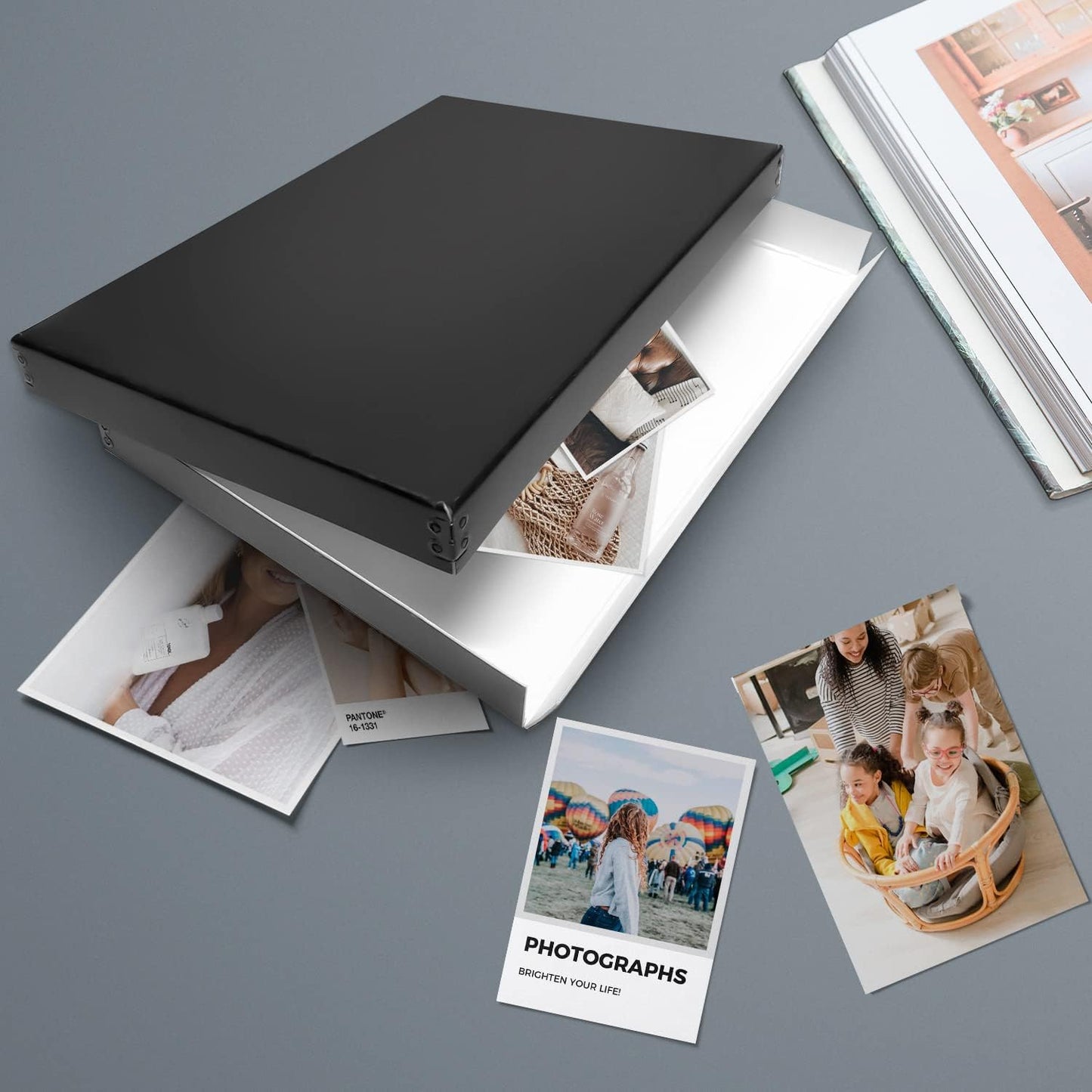 Lineco Museum Archival Storage Box, 11.75x17.75x1.5 in. Drop Front Design. Acid-Free with Metal Edge. Organize Photos, Pictures, Prints, Documents, Crafts, DIY. Black, 1 Pack