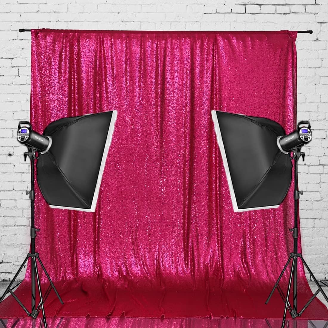 Eternal Beauty Hot Pink Sequin Backdrop, 5x7 Ft Glitter Background Curtains for Shimmer Photography Party Wedding Birthday Back Drop Decor