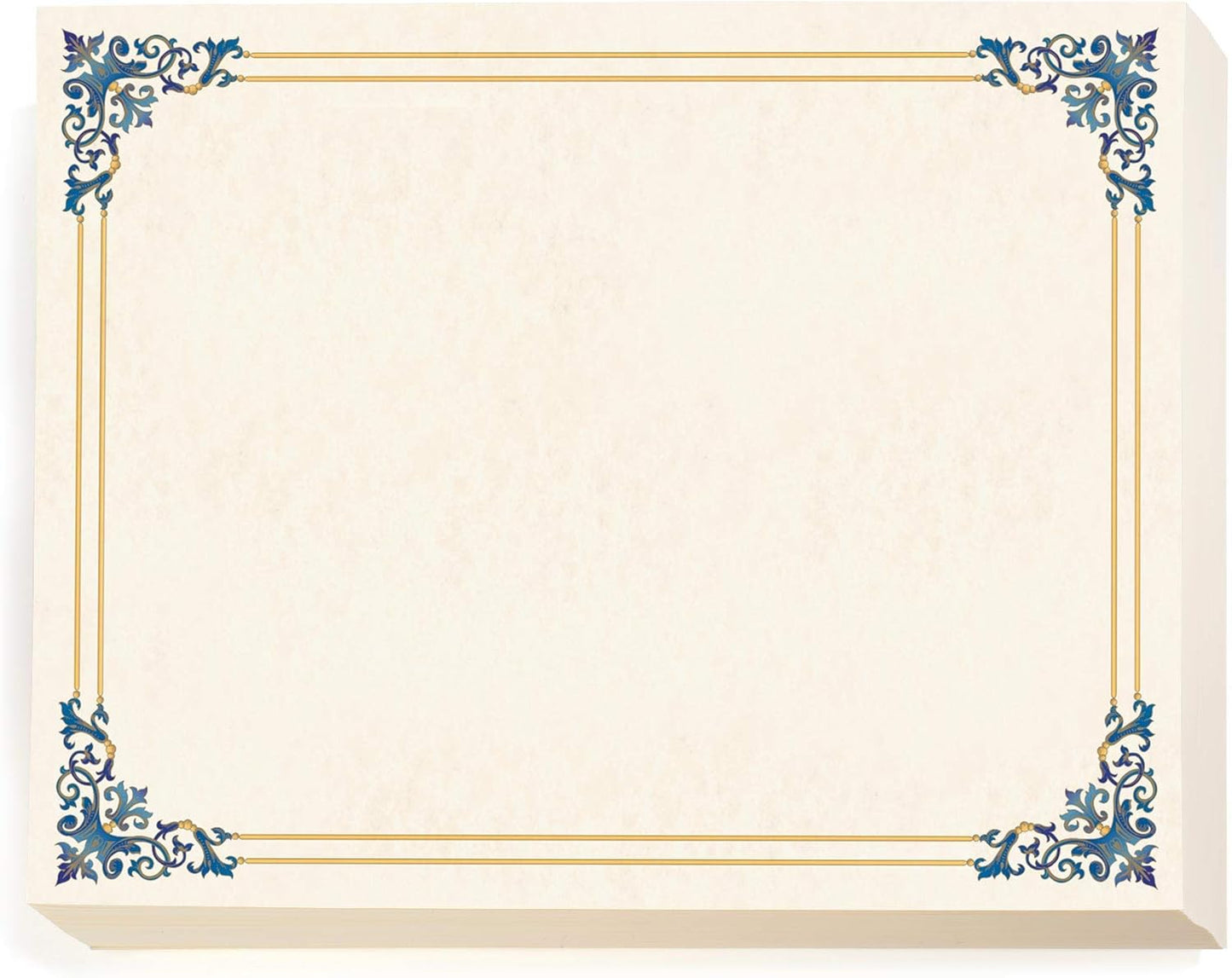 PaperDirect Renaissance Certificate Paper, Blue & Gold Border, 8.5 x 11, 100 Count