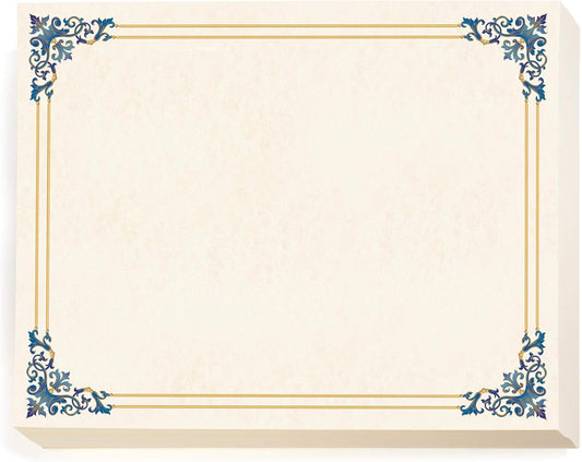 PaperDirect Renaissance Certificate Paper, Blue & Gold Border, 8.5 x 11, 100 Count