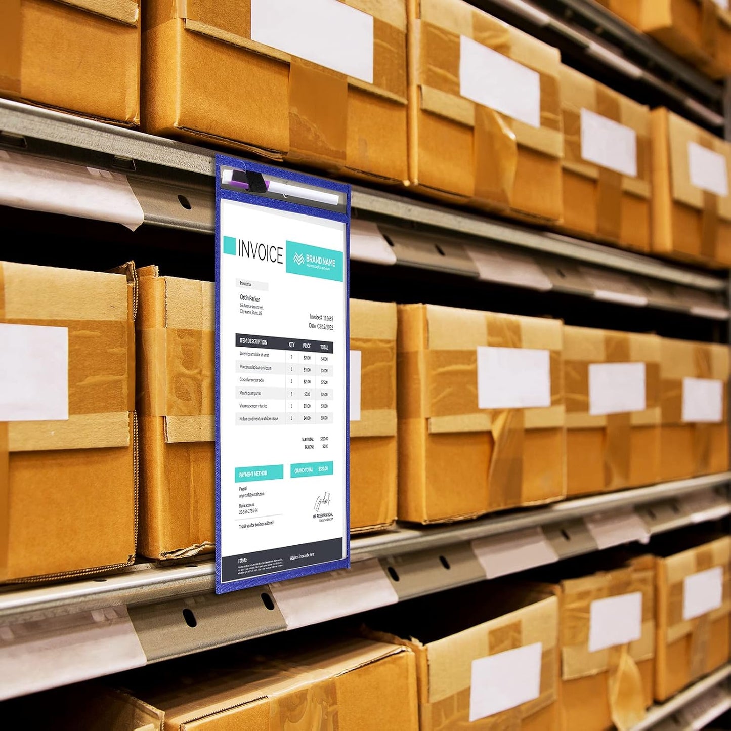 Nezyo Dry Erase Pockets Plastic Job Ticket Holders Shop Holder Order Pockets Clear Sleeves Tickets Folders Plastic Sleeves Paper Teacher Supplies for Classroom (14 x 10 in,Blue,12 Pcs)