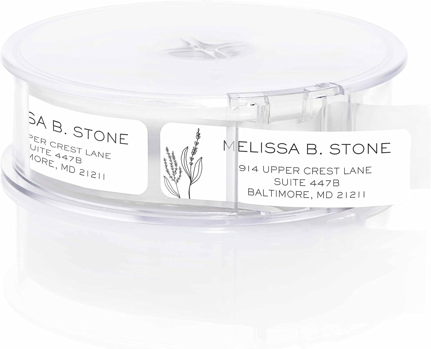 Simple Modern Flower Rolled Address Labels/Roll of 500 Floral Illustration Personalized Address Labels/Designer Return Address Stickers in Elegant Plastic Dispenser