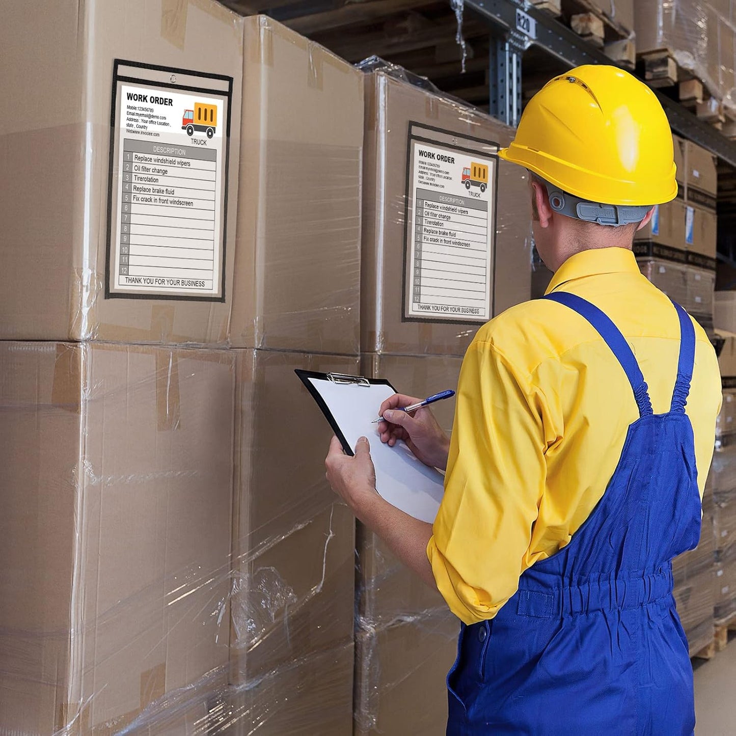 Yunsailing 80 Pack Dry Erase Pockets Job Ticket Holders Black Clear Reusable Dry Erase Shop Order Holder Plastic Ticket Pocket Protector Sleeves for Work Office Organization(10'' X 14'',Vertical)