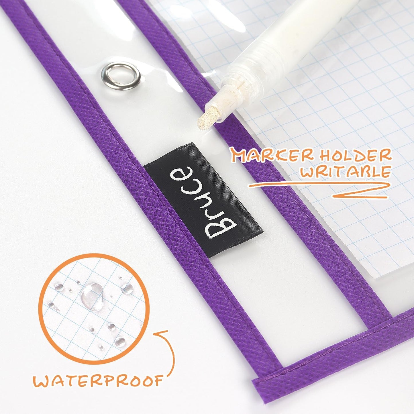 20 Pack Dry Erase Pockets with Rings, 10 x 14 Inch Ticket Holders Clear Plastic Sleeves Sheet Protectors for Teacher Classroom Sleeves, 10 Assorted Colors