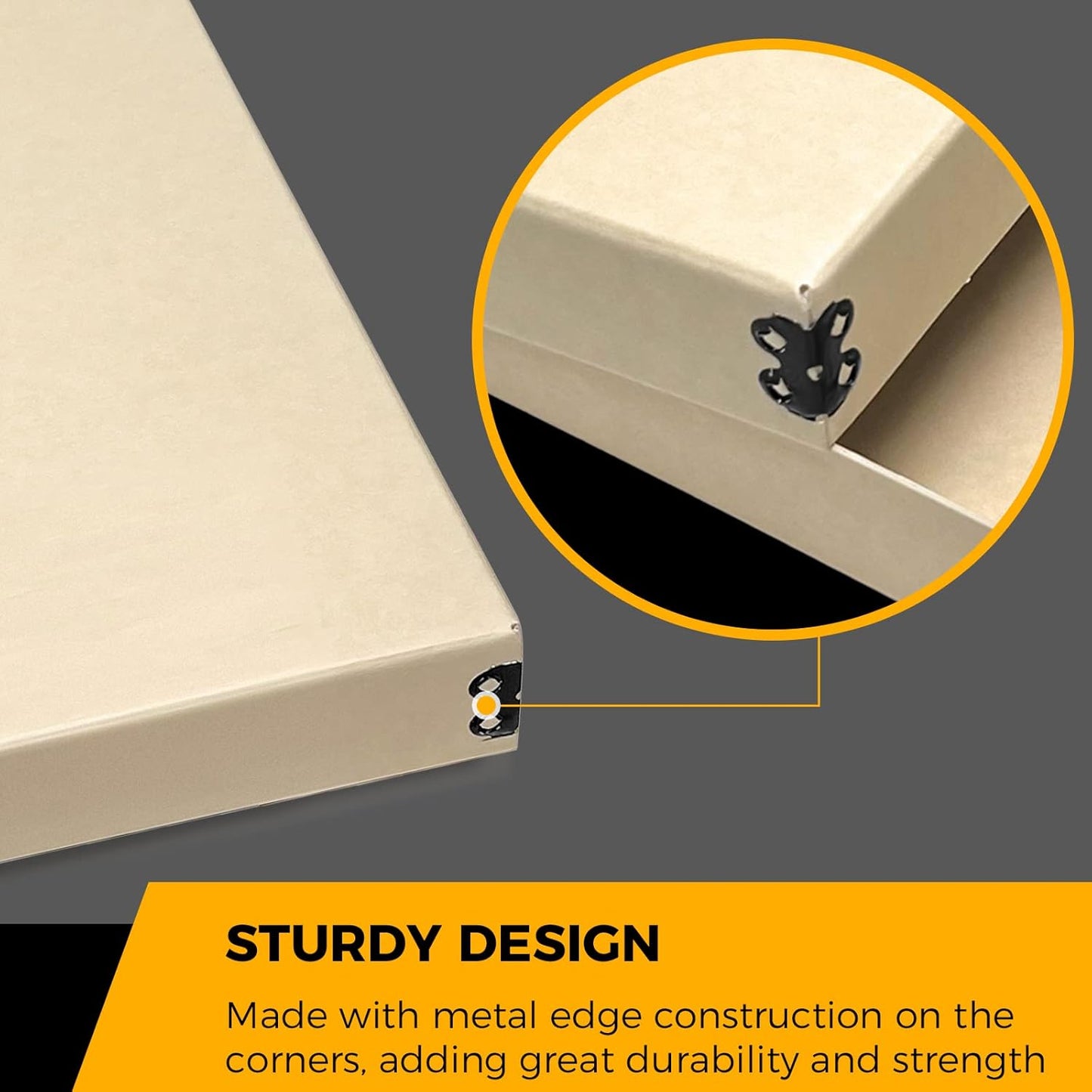 Golden State Art, Archival Storage Box, Acid-Free Drop Front Museum Box with Metal Edge for Storing Artwork Photos Documents Prints Arts and Crafts (Tan-11.75x14.75x1.5 Inches) Pack of 2