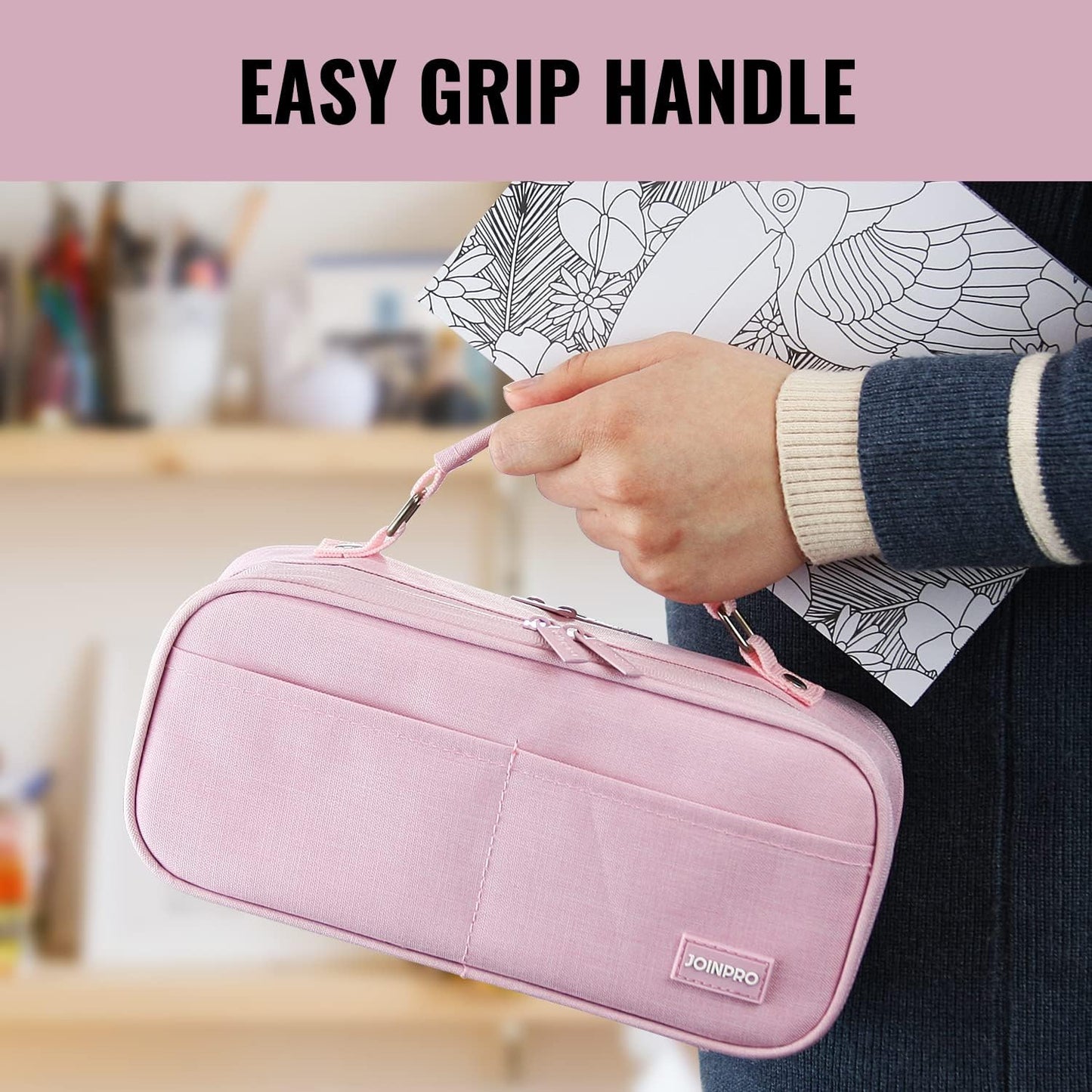 Pencil Case, Large Capacity Pencil Case Organizer; Double Zipper Storage Bag; Big Pencil Pouch for College School Office Teen Girl Boy Men Women Adult