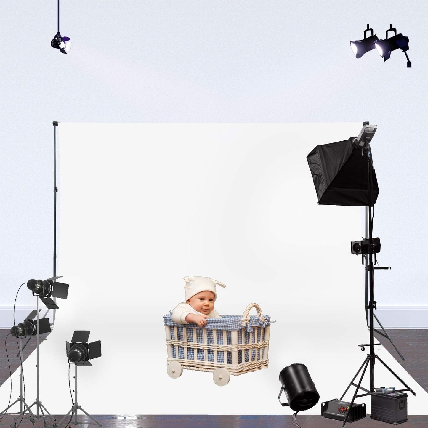 ISSUNTEX 6X9 ft Background Muslin Backdrop, Photo Studio, Collapsible High Density Screen for Video Photography and Television-Black/White