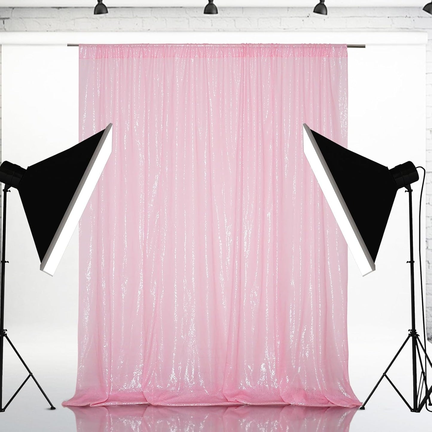 Eternal Beauty Pink Sequin Backdrop, 5x7 Ft Glitter Background Curtains for Shimmer Photography Party Wedding Birthday Back Drop Decor