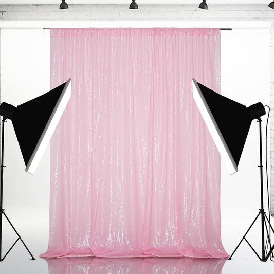 Eternal Beauty Pink Sequin Backdrop, 5x7 Ft Glitter Background Curtains for Shimmer Photography Party Wedding Birthday Back Drop Decor