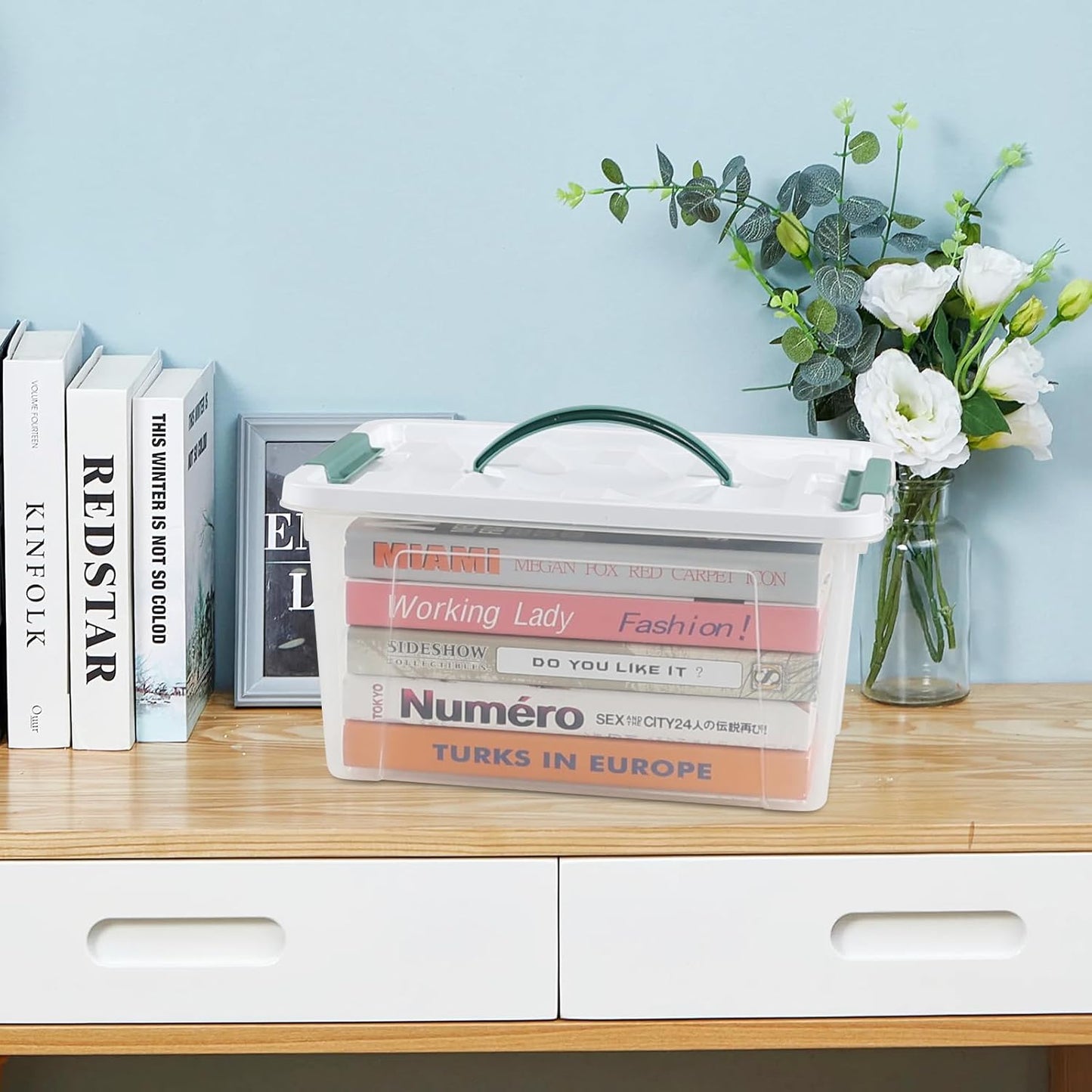 6 Pack 14 L Clear Storage Latch Box, Plastic Storage Bins with Lids