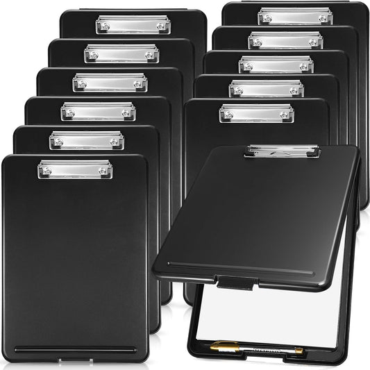Epakh 12 Pcs Clipboard with Storage Bulks Plastic Storage Foldable Nursing Clipboard with Low Profile Clip for Student Teacher Nurse Employee, 9.5 x 13.5 Inch