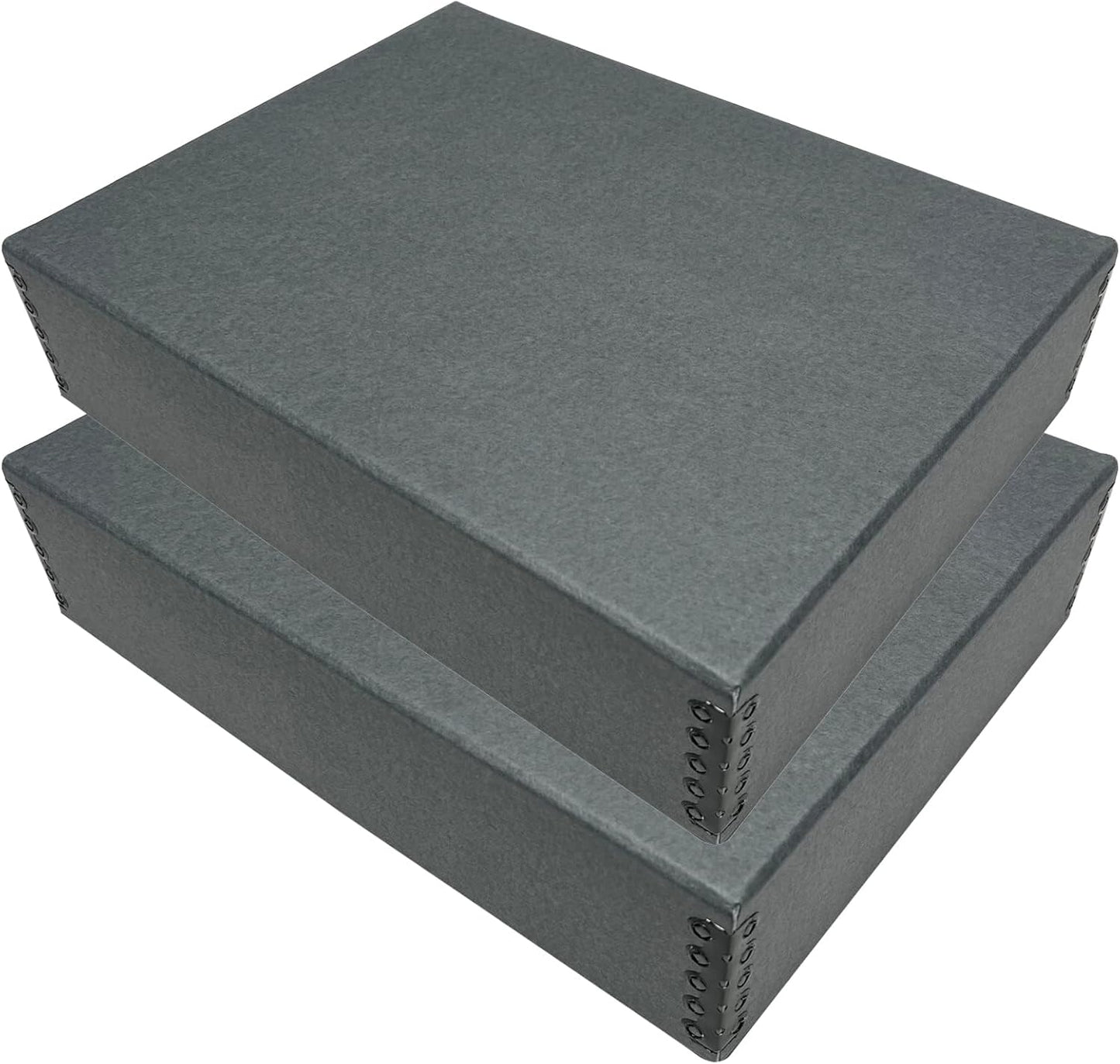 Lineco Museum Archival Storage Box, 9.75x12.75x3 in. Drop Front Design. Acid-Free with Metal Edge. Organize Photos, Pictures, Prints, Documents, Crafts, DIY. Gray, 2 Pack