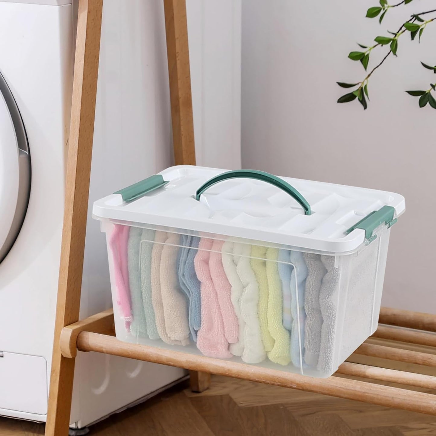 6 Pack 14 L Clear Storage Latch Box, Plastic Storage Bins with Lids