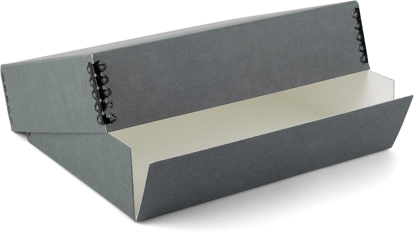 Lineco Museum Archival Storage Box, 16.75x20.75x3 in. Drop Front Design. Acid-Free with Metal Edge. Organize Photos, Pictures, Prints, Documents, Crafts, DIY. Gray, 1 Pack