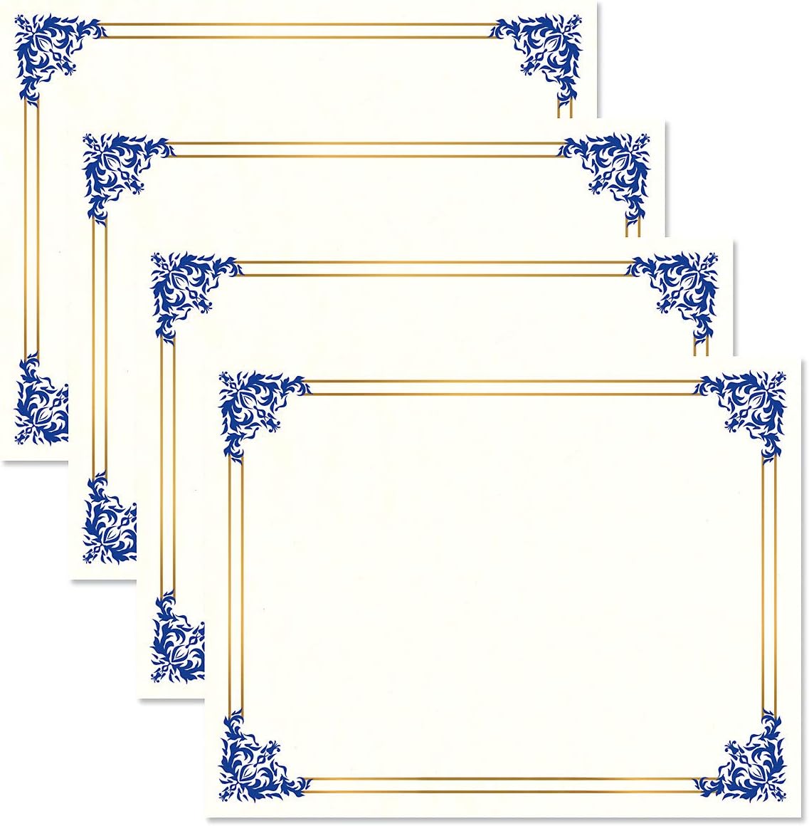 Empire Blue, Gold & White Parchment Certificate Papers - Pack of 100, Laser & Inkjet Printer Compatible, for Office, Business Awards, Graduation, School Diplomas, 8-1/2" x 11" on 60 lb. Text Stock