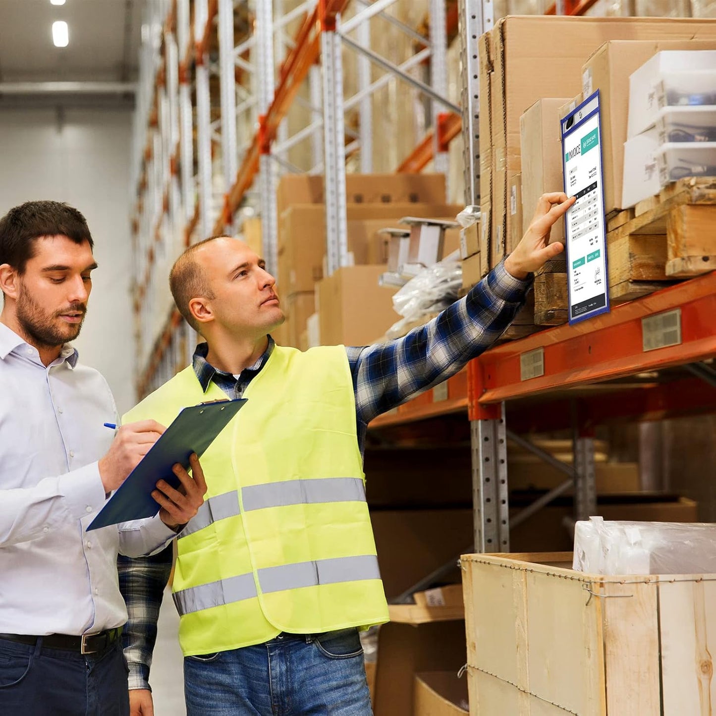 Nezyo Dry Erase Pockets Plastic Job Ticket Holders Shop Holder Order Pockets Clear Sleeves Tickets Folders Plastic Sleeves Paper Teacher Supplies for Classroom (14 x 10 in,Blue,12 Pcs)