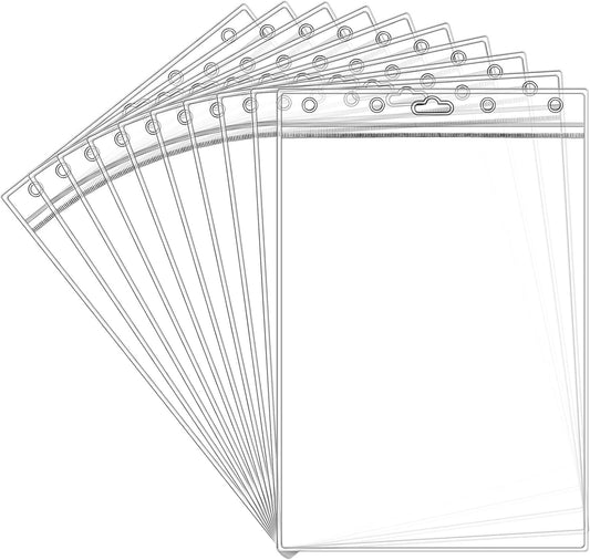 10 Pack Job Ticket Holders, 8.5x11 Inch Dry Erase Pockets, Waterproof Reusable Plastic Sleeves for Documents, Clear Vertical Page Protectors