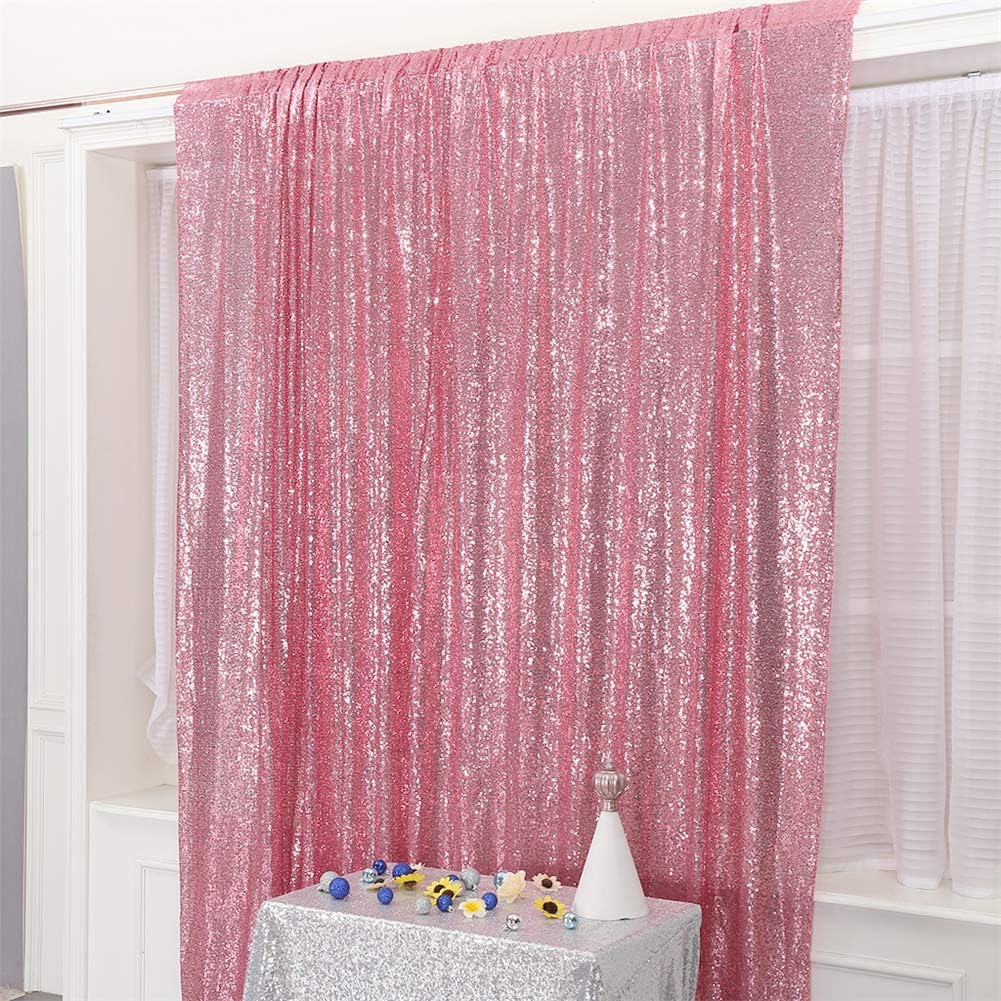 Eternal Beauty Fuchsia Pink Sequin Backdrop, 7x7 Ft Glitter Background Curtains for Shimmer Photography Party Wedding Birthday Back Drop Decor