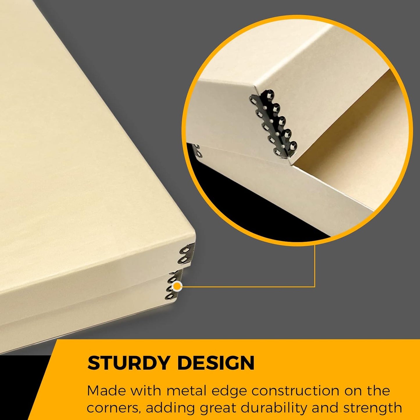 Golden State Art, Archival Storage Box, Acid-Free Drop Front Museum Box with Metal Edge for Storing Artwork Photos Documents Prints Arts And Crafts (11.75x17.75x3.75 Inches)