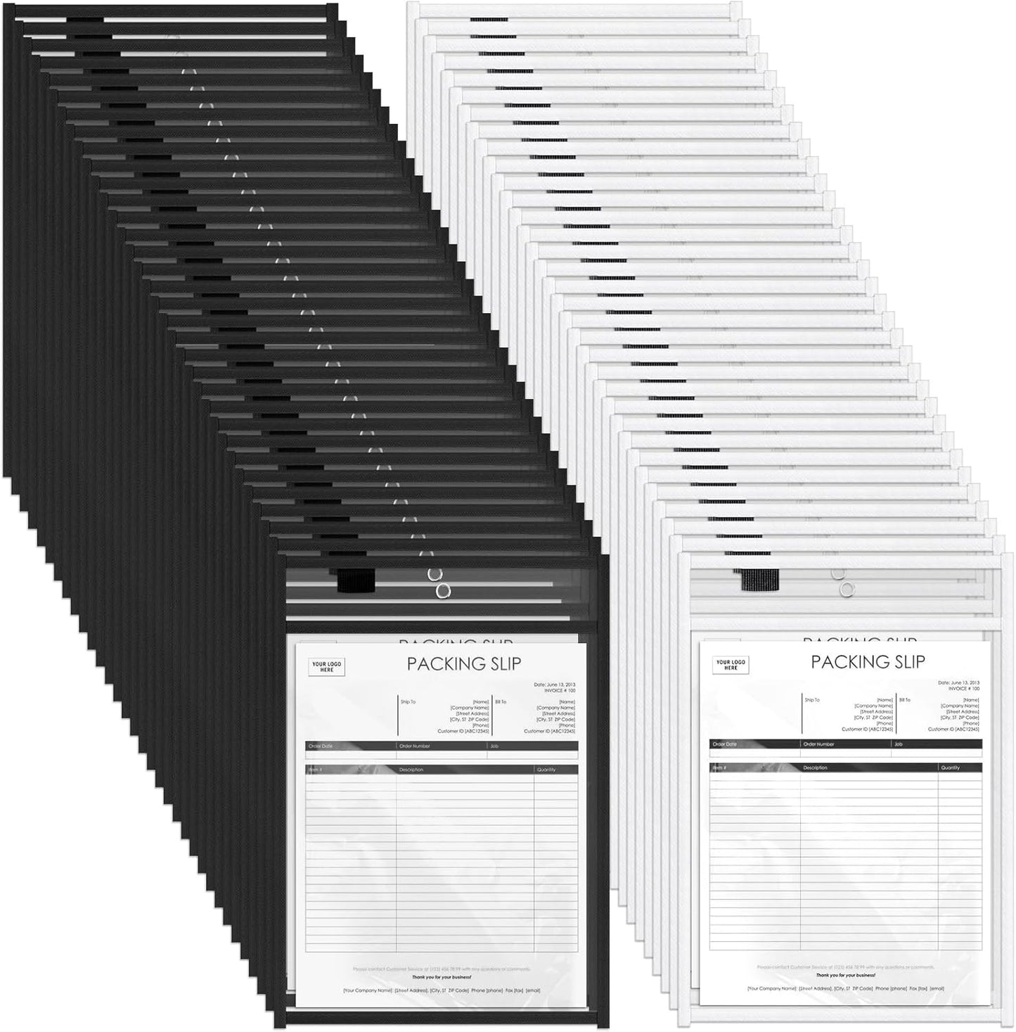 Seajan 120 Pcs Clear Dry Erase Pockets Plastic Sleeves for Paper 14 x 10 Inch Reusable Document Holder Shop Ticket Holders Dry Erase Pocket Organizer Teacher Supplies for Classroom (Black, White)