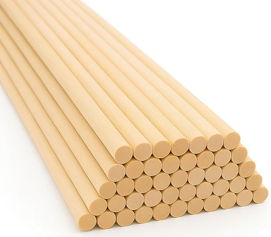 ALBO Wooden Dowel Rods 25 PCS 5/16" x 12" Inch Round Wood Sticks for Crafts, DIY Projects and Macrame Hardwood Assorted Bouquet Sticks Cake Dowels for Tiered Cakes