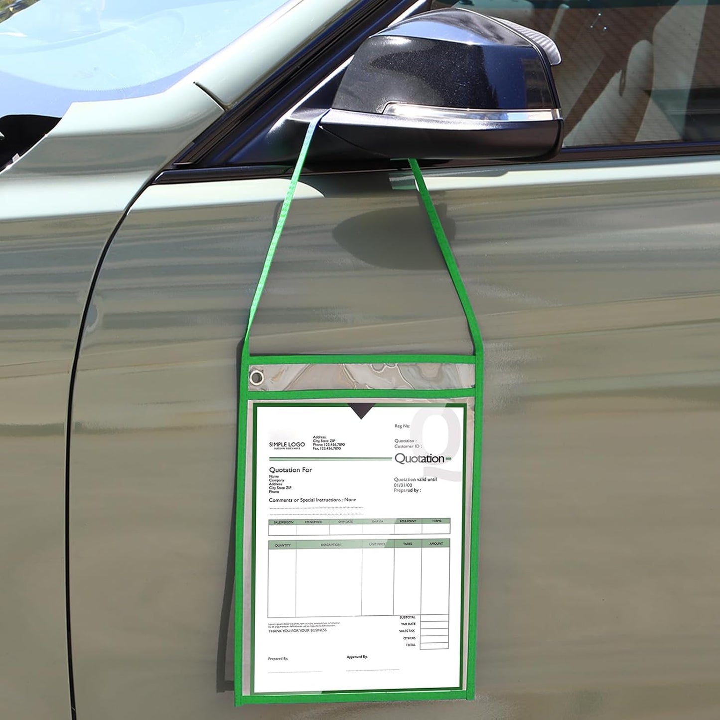 Epakh 30 Pack Office Products Shop Ticket Holders with Hanging Strap 9 x 12 Inches, Dry Erase Pockets, Job Ticket Holders, Both Sides Clear, Welcome to Work Order(Green)