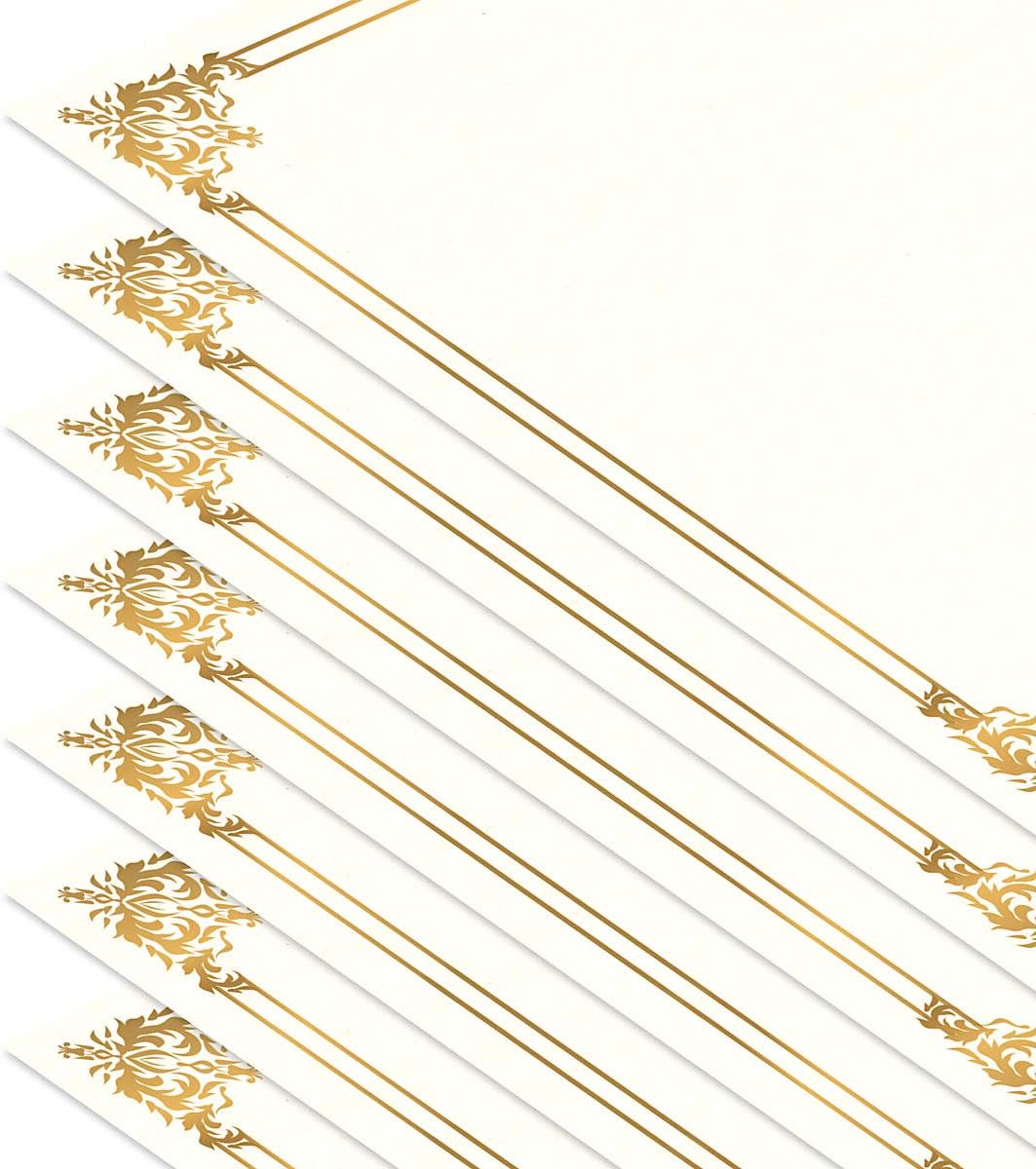 Empire Gold & White Parchment Certificate Papers - Pack of 25, NOT FOIL Laser & Inkjet Printer Compatible, for Office, Business Awards, Graduation, School Diplomas, 8-1/2" x 11" on 60 lb. Text Stock