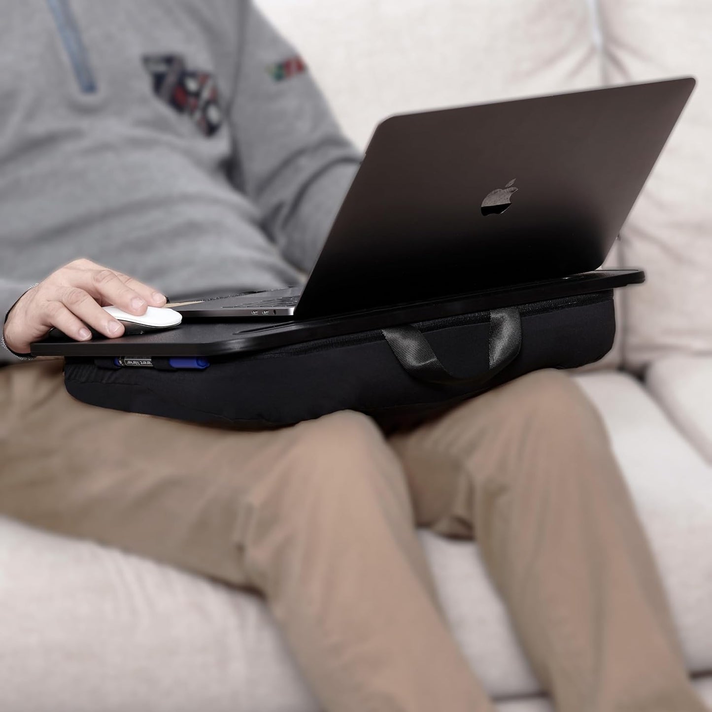 Lap Desk with Washable Cushion – Fits up to 15.6-in Laptops – Portable Laptop Desk & Stand –Bed desks & Tray for Writing, Reading, Working, Gaming on Bed, Couch, Floor – Istudyniture -Smal, Black