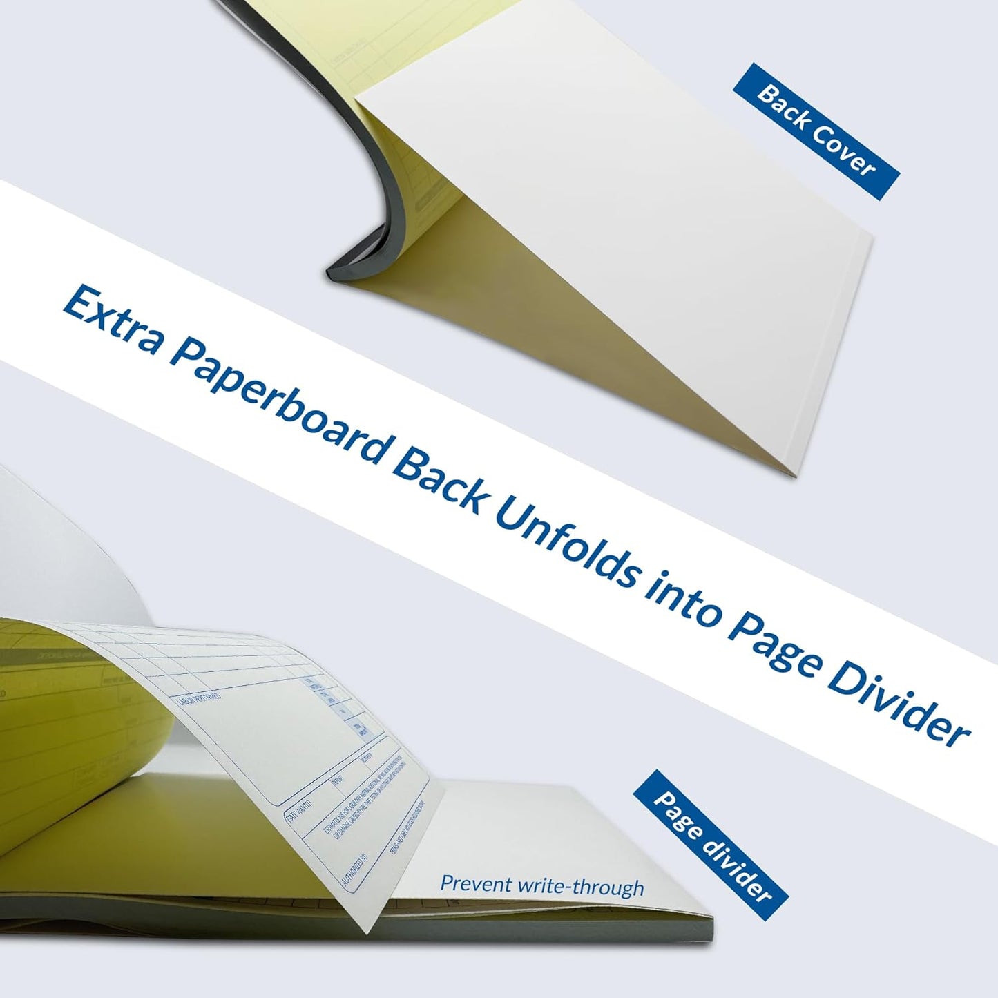 Repair Order Book, 2 Part Carbonless Job Work Order Forms - White/Yellow, 5-7/10 x 8-1/4 Inches, Invoice Receipt Book for Small Business, Consecutively Numbered, 100 Sets (2 Packs)