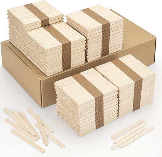 WISYOK 2400 Pcs Wooden Popsicle Sticks for Crafts, 4.5 Inch Wooden Craft Sticks, Lollipop Sticks, Treat Sticks Ice Cream Sticks for Creative Designs or DIY Craft, Home Art Projects