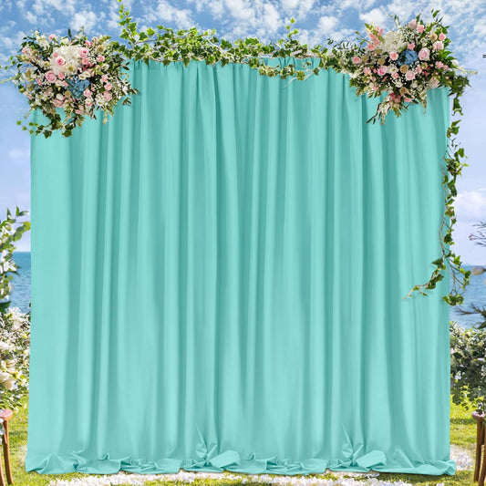 Turquoise Backdrop Curtains: 6 Panels 5ft x 10ft Polyester Backdrop Drapes for Wedding Mermaid Party Photography Decorations 30ft x 10ft