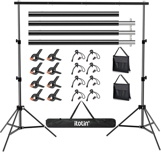 Photo Backdrop Stand for Photography 7ft x 10ft Background Stands for Photoshoot Support Kit with Carry Bag for Photo Studio Parties Events Decoration