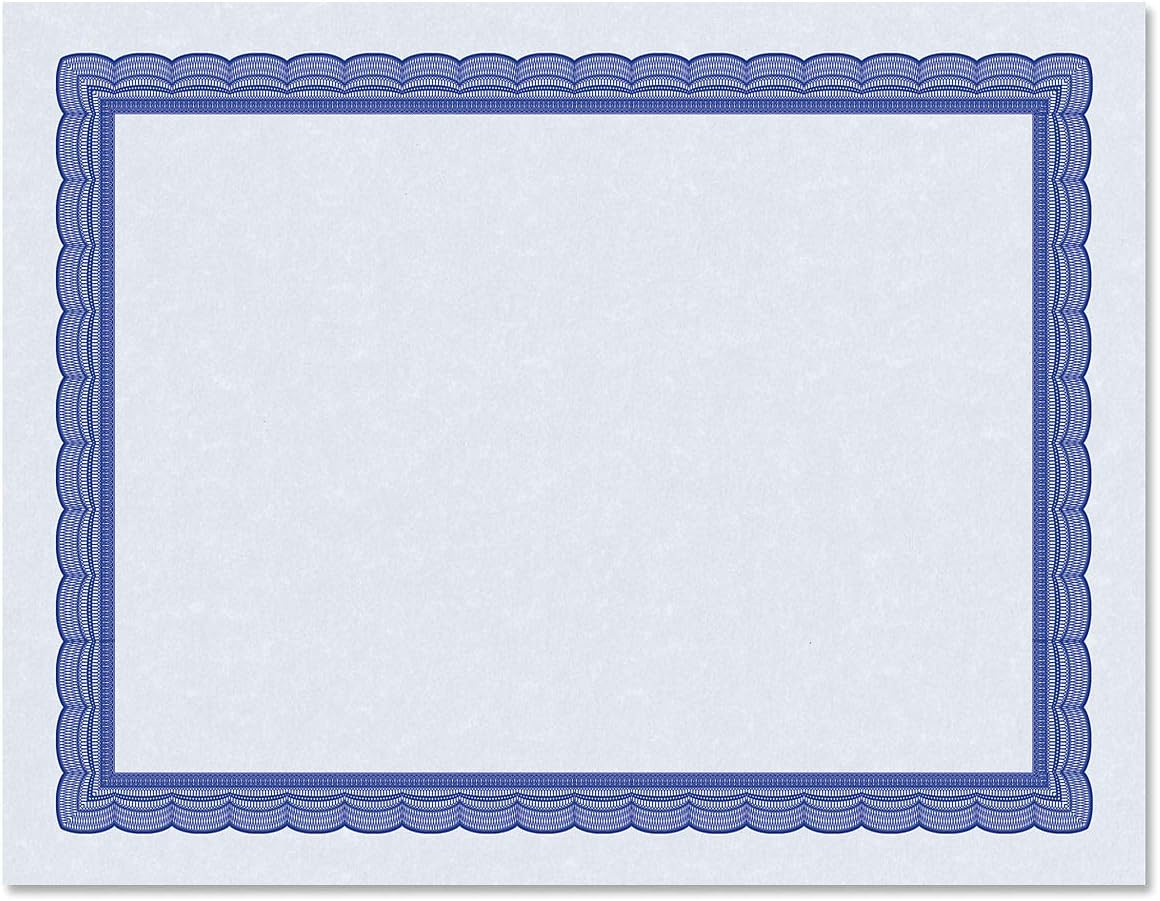 Executive Blue Parchment Certificate Papers - Pack of 25, Laser & Inkjet Printer Compatible, For Office, Business Awards, Graduation, School Diplomas, 8-1/2" x 11" on 60 lb. Text Stock