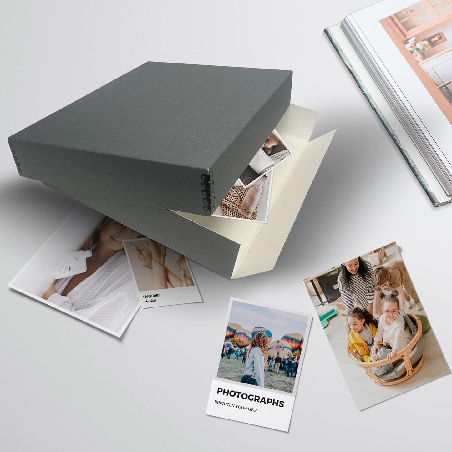 Lineco Museum Archival Storage Box, 14.75x18.75x3 in. Drop Front Design. Acid-Free with Metal Edge. Organize Photos, Pictures, Prints, Documents, Crafts, DIY. Gray, 2 Pack